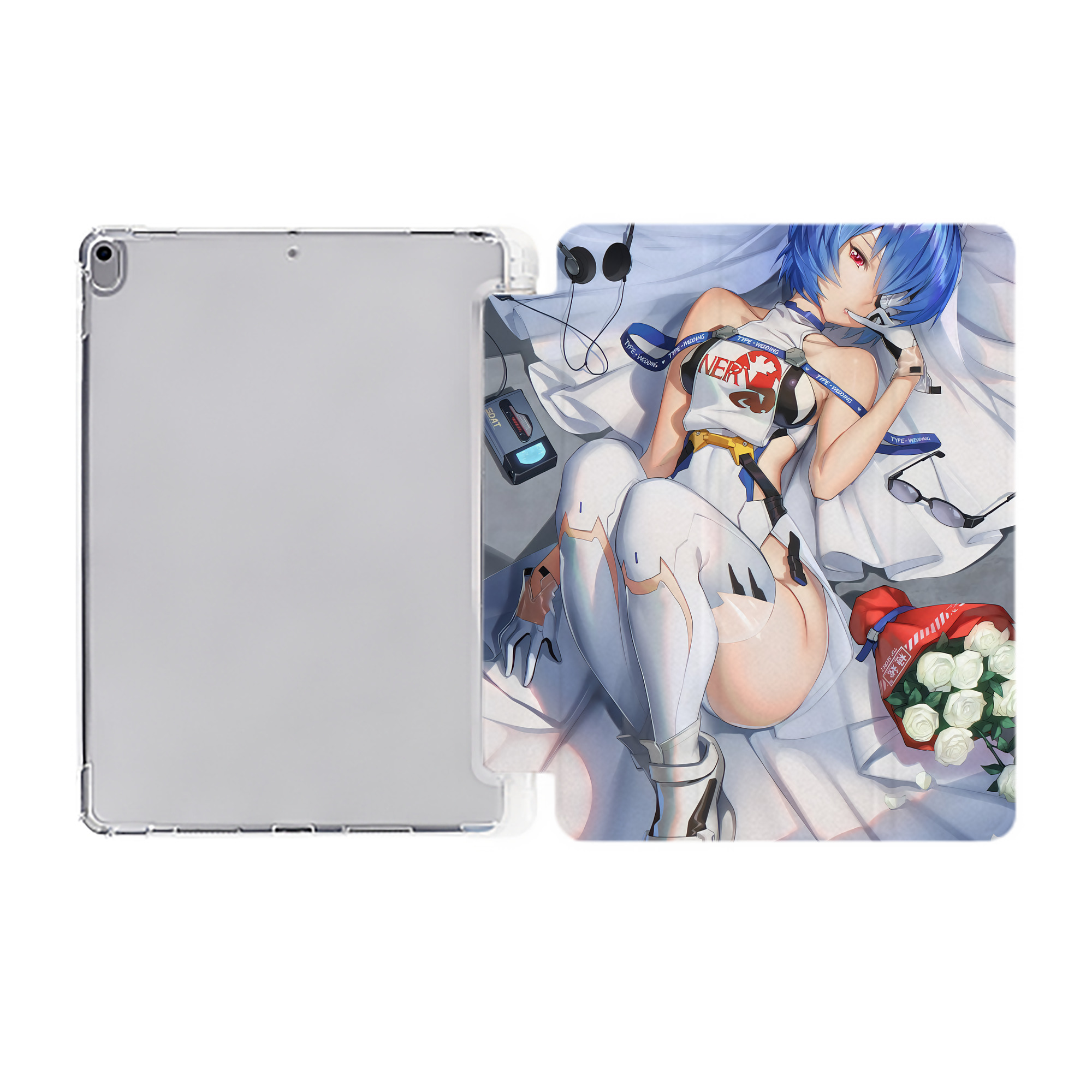 （画像用） EVA 新世紀エヴァンゲリオン IPad ケース ペン収納付き 三つ折りスタンド PUレザー×シリコン 対応機種9.5/10.5/10.9インチ